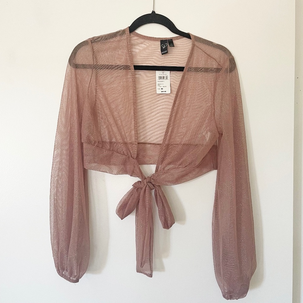 Windsor Glitter Tie Front Top Size Medium